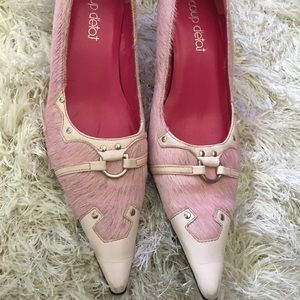 Pink pony hair heels